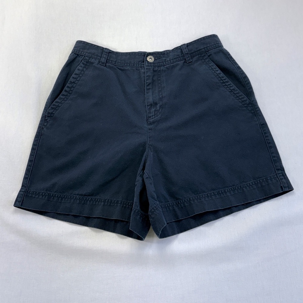Vintage Liz Claiborne Lizwear Shorts Womens 8 Navy Blue Cotton Flat Front